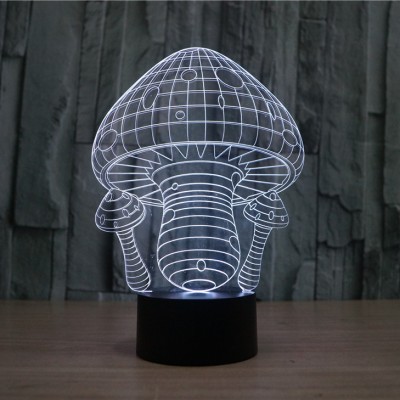 Custom nightlight led night light table lamp for kids gifts bedroom 3d illusion usb acrylic mushroom night light for kids